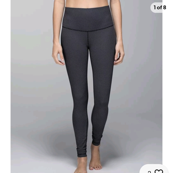 Lululemon Wunder Under Pant *Print (Roll Down)Diamond Dot Black White - Picture 2 of 15